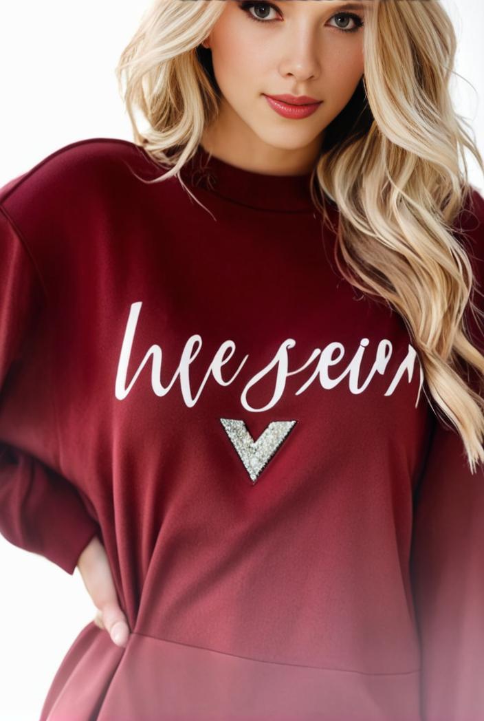 plus size casual sweatshirt women s plus ombre letter heart print raglan sleeve round neck slight stretch pullover sweatshirt 128800