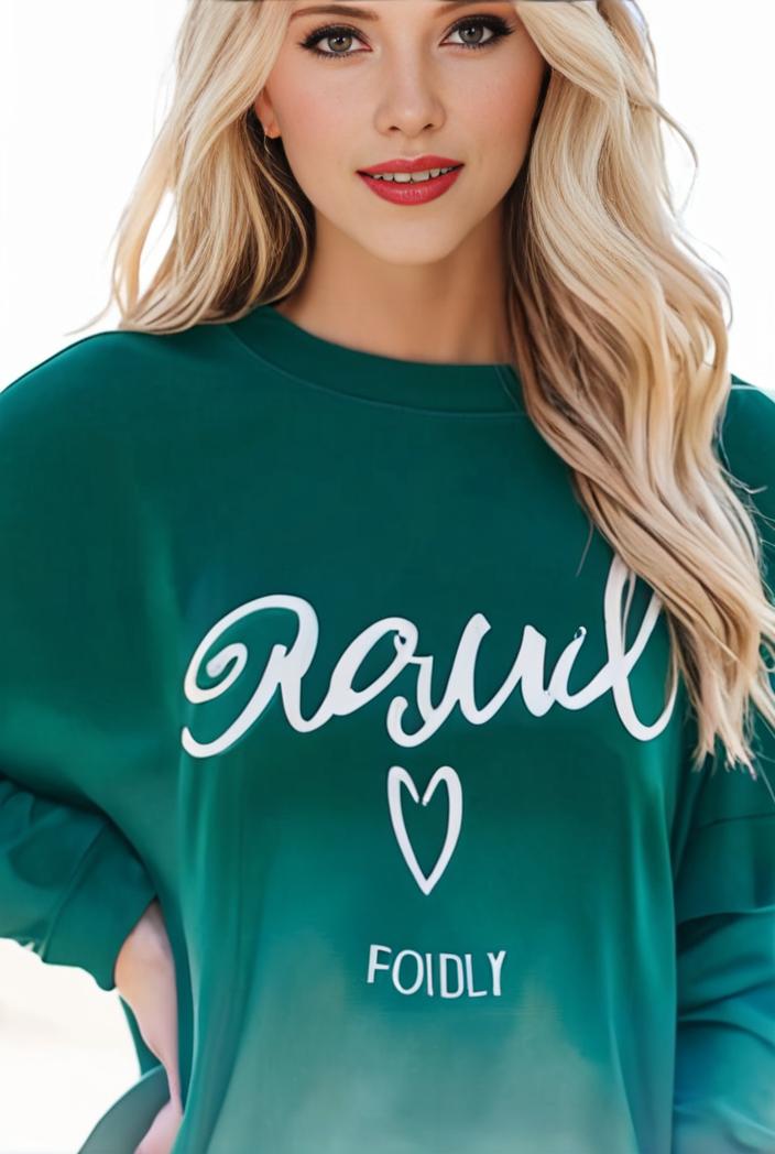 plus size casual sweatshirt women s plus ombre letter heart print raglan sleeve round neck slight stretch pullover sweatshirt 128823