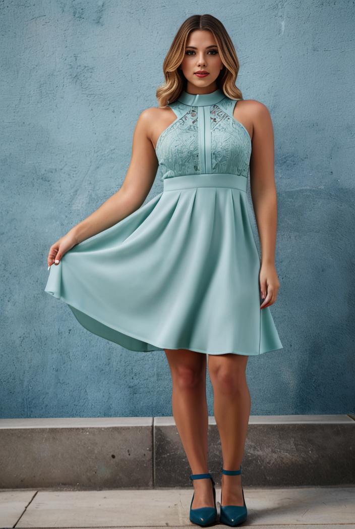 short lace halter neck backless chiffon homecoming dress 138506