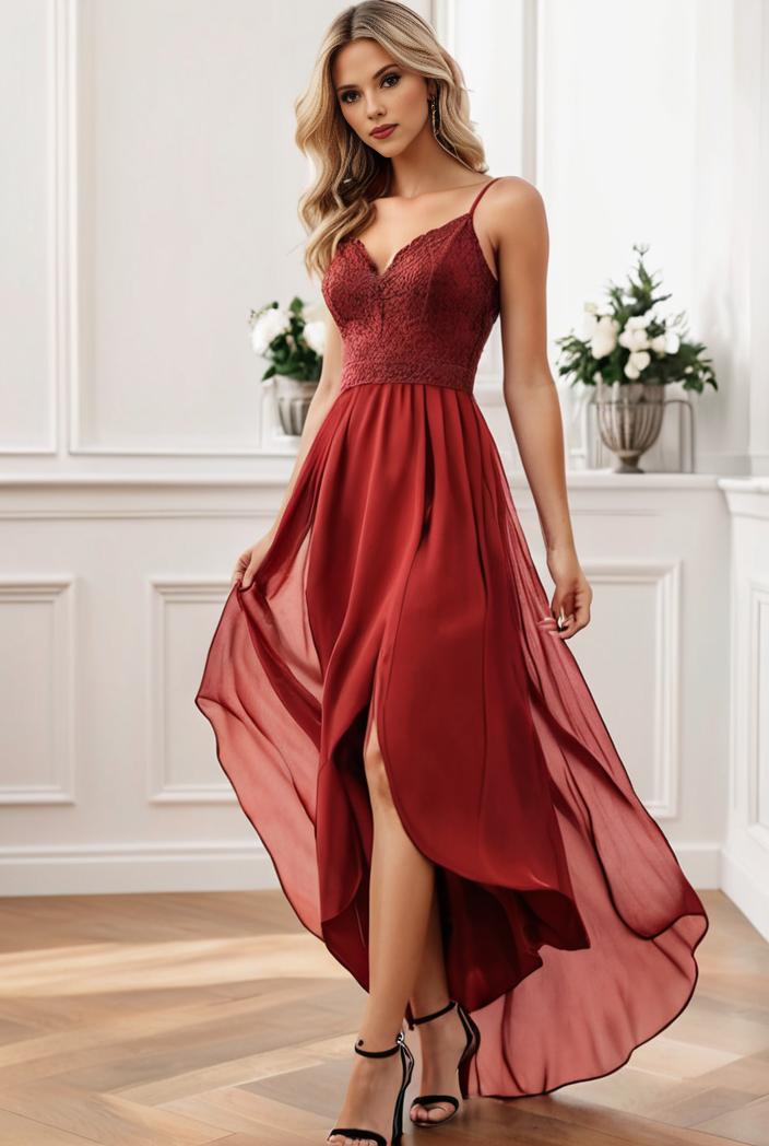 sleeveless v back tulle high low sequin appliques evening dresses 139906