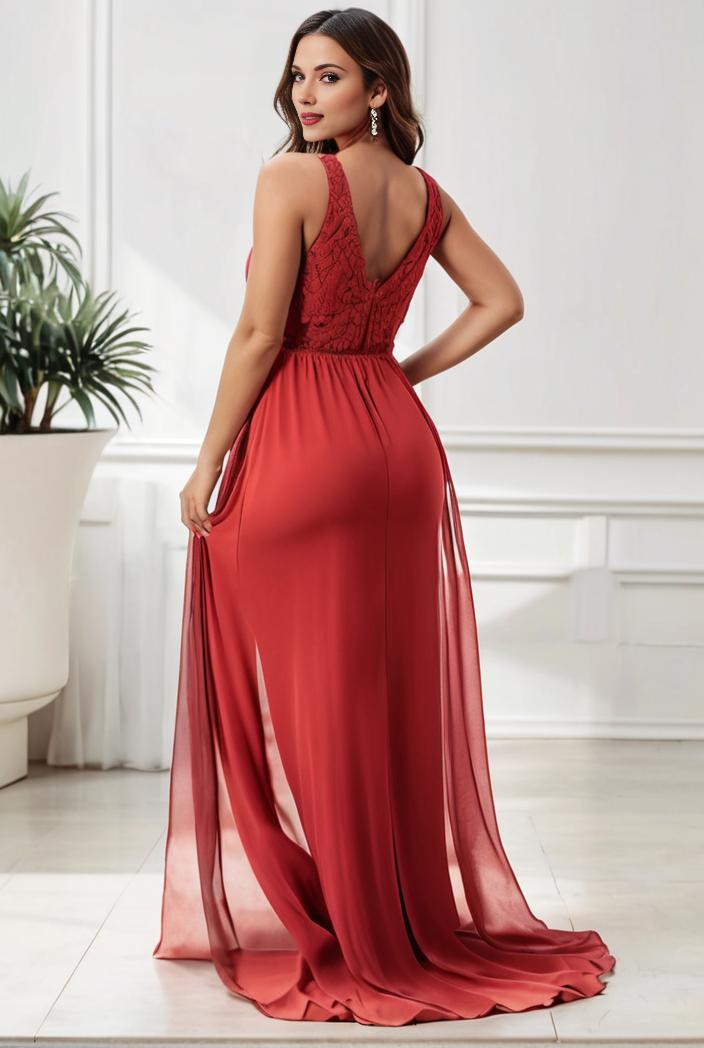 sleeveless v back tulle high low sequin appliques evening dresses 139930