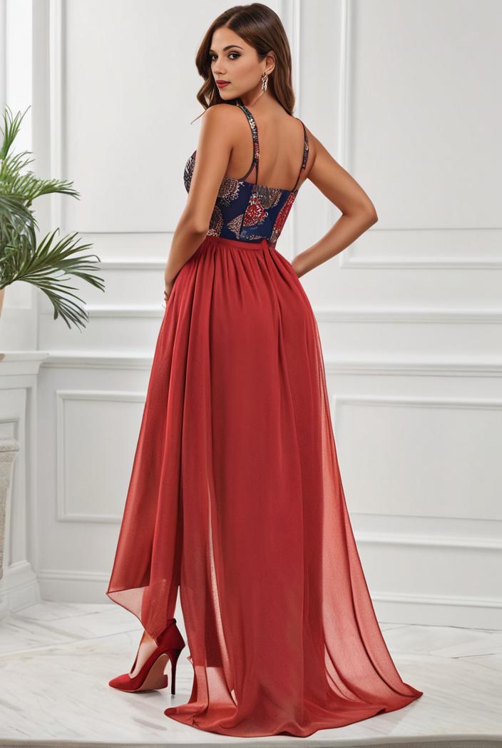 sleeveless v back tulle high low sequin appliques evening dresses 139936