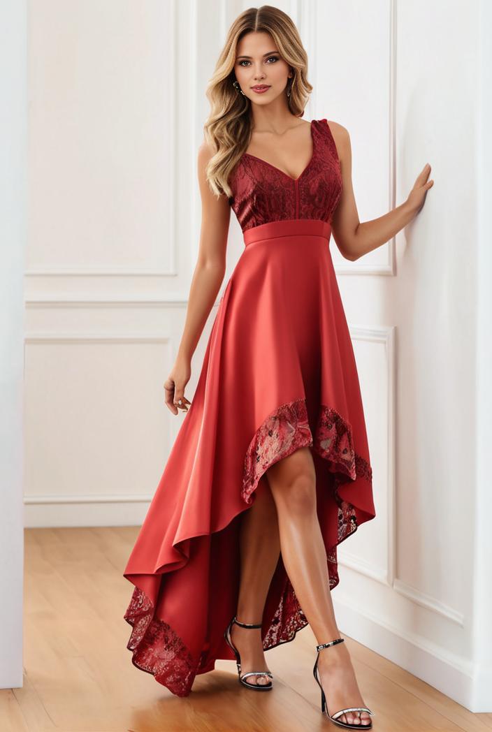 sleeveless v back tulle high low sequin appliques evening dresses 139947