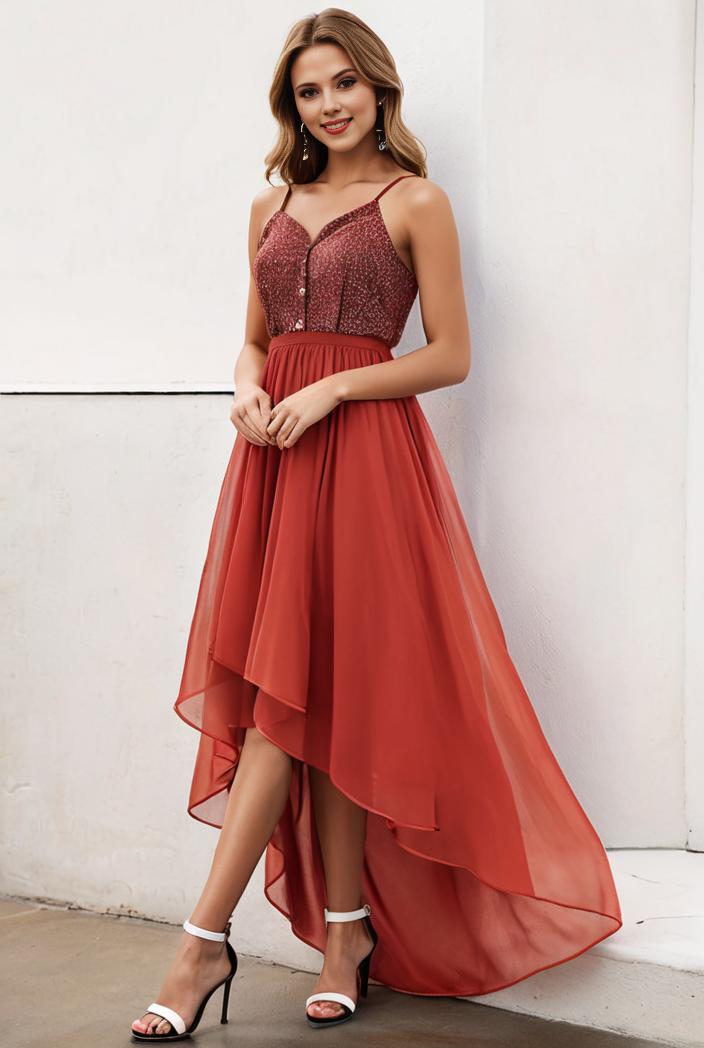 sleeveless v back tulle high low sequin appliques evening dresses 139973