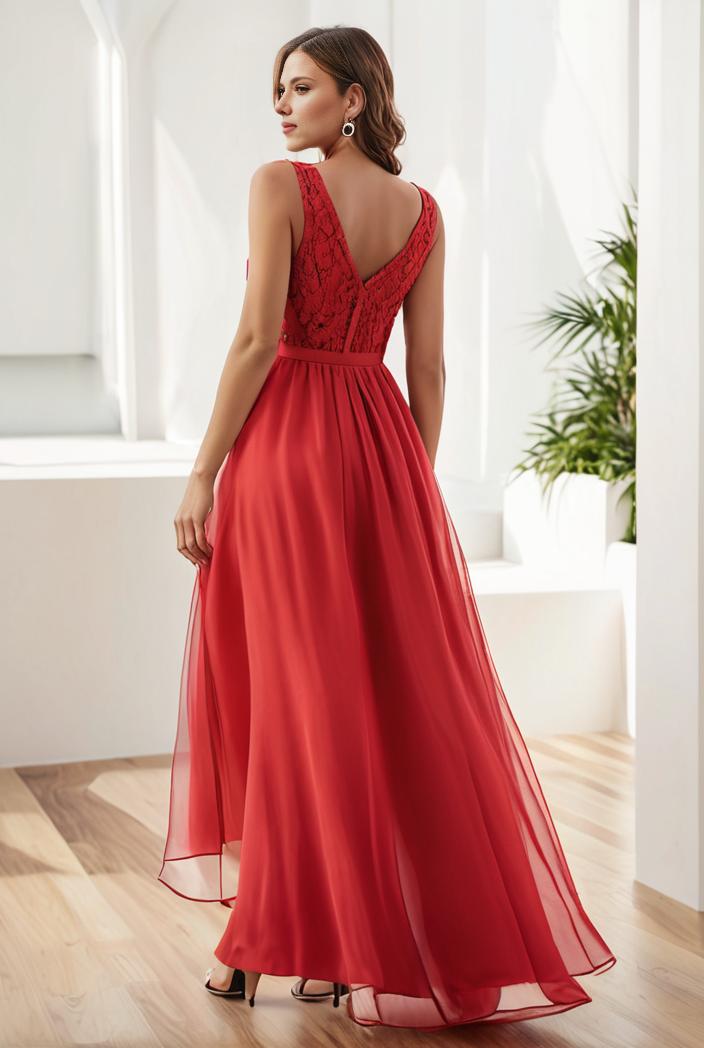 sleeveless v back tulle high low sequin appliques evening dresses 139980