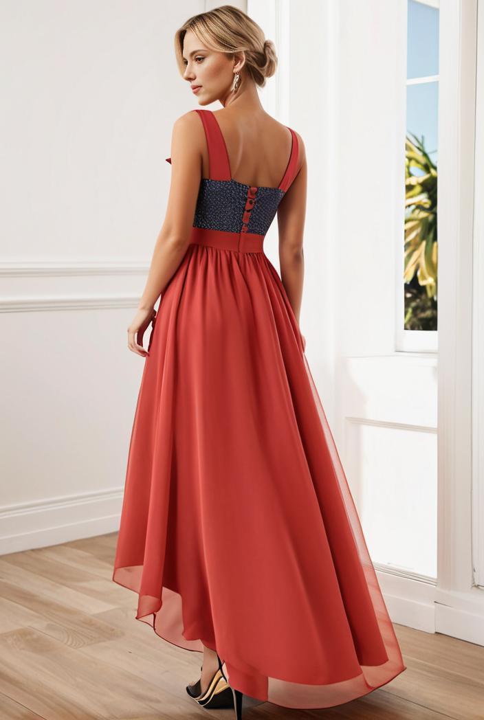 sleeveless v back tulle high low sequin appliques evening dresses 139983