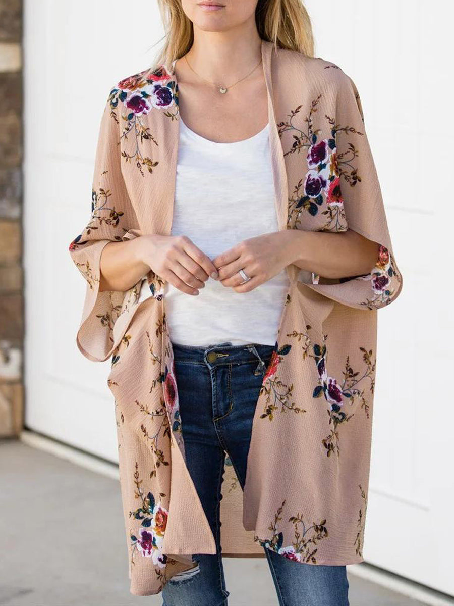 Stylish Batwing Sleeve Lightweight Printed Cardigan