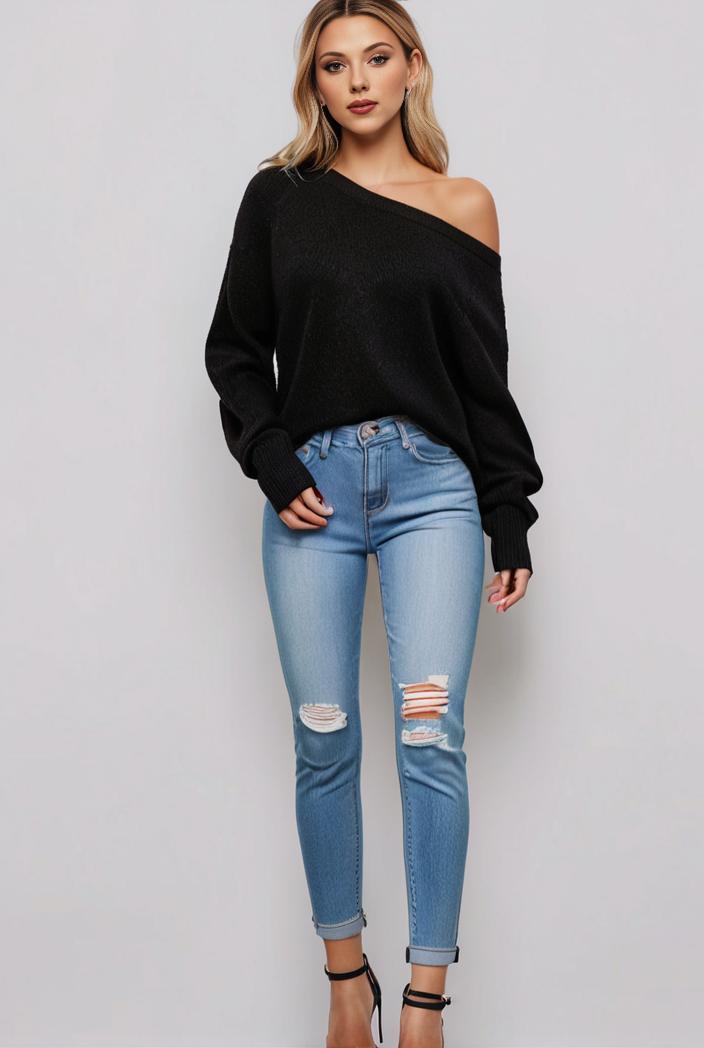 curvy high waist ripped raw hem cropped skinny denim jeans 113858