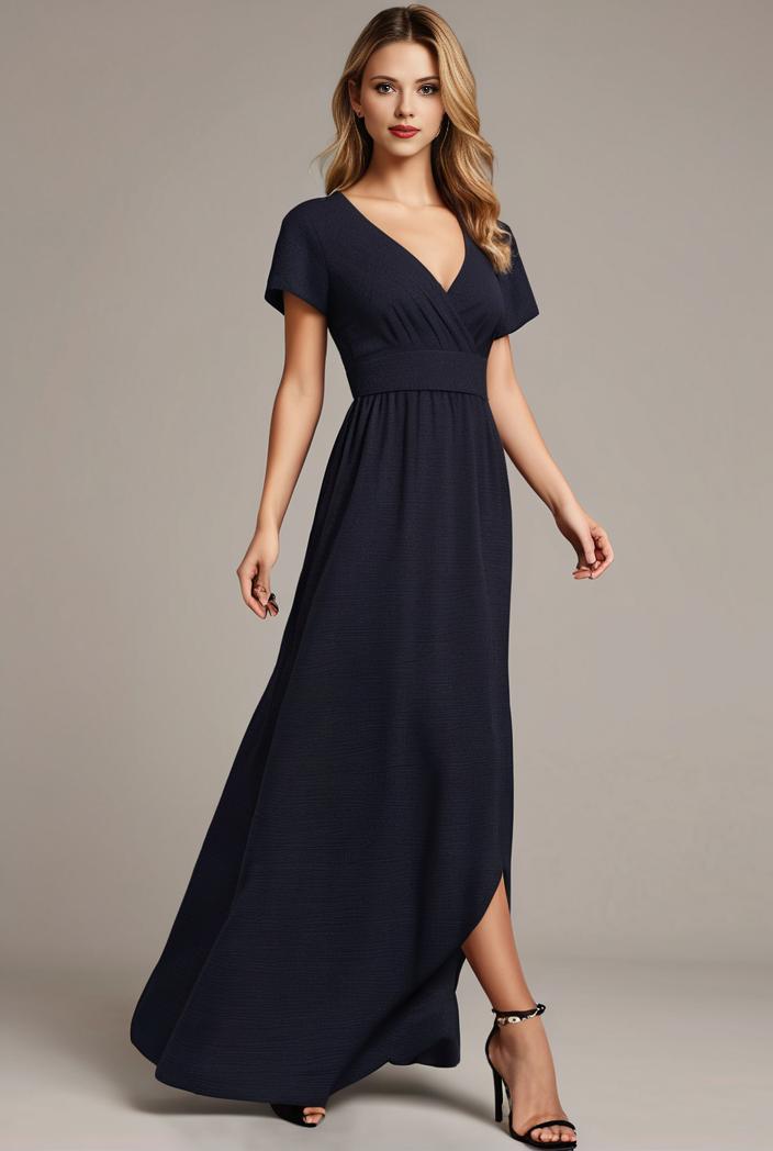 glitter high low front side slit ruffled v neck evening dress 122725