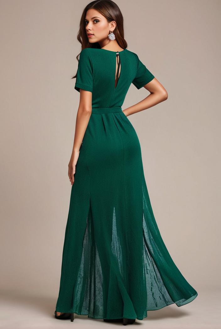 glitter high low front side slit ruffled v neck evening dress 122756