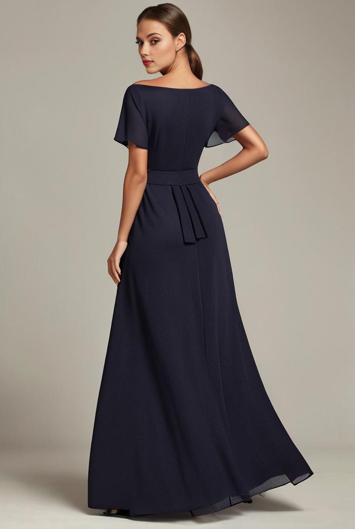 glitter high low front side slit ruffled v neck evening dress 122760