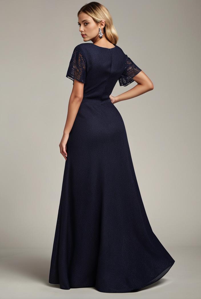 glitter high low front side slit ruffled v neck evening dress 122757