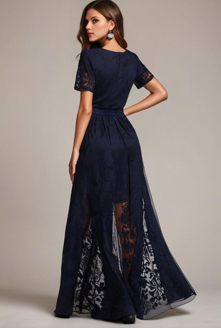 glitter high low front side slit ruffled v neck evening dress 122763