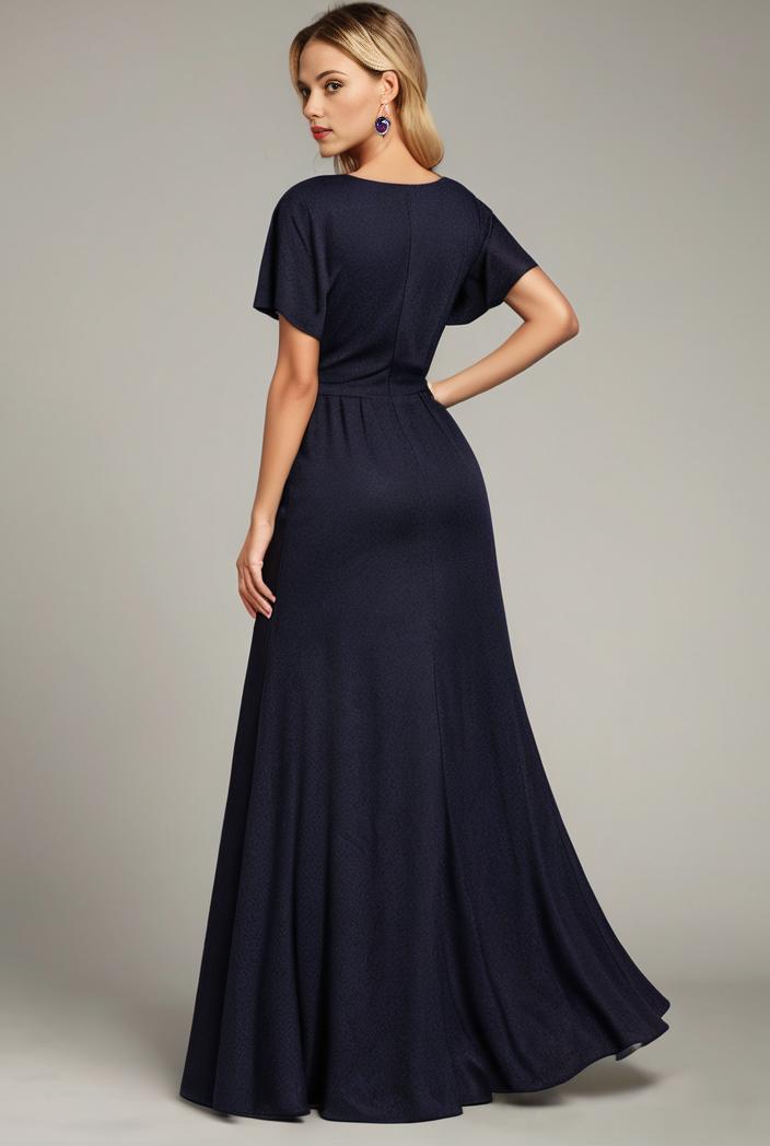 glitter high low front side slit ruffled v neck evening dress 122761