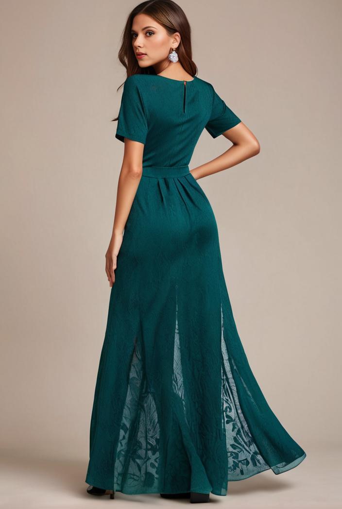 glitter high low front side slit ruffled v neck evening dress 122793