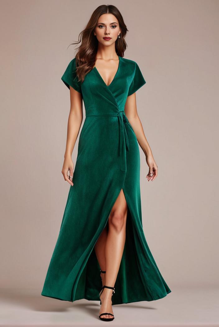 glitter high low front side slit ruffled v neck evening dress 122801
