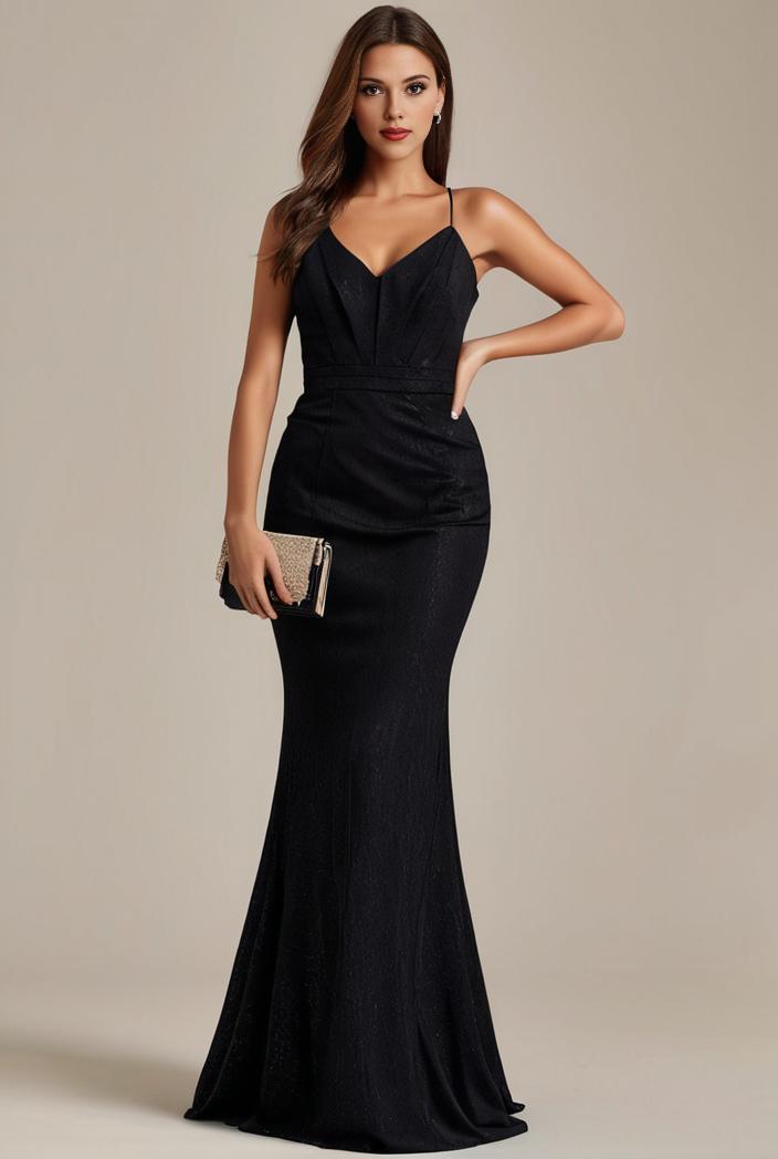 glitter spaghetti strap u veck open back bodycon stretchy evening dress 122885