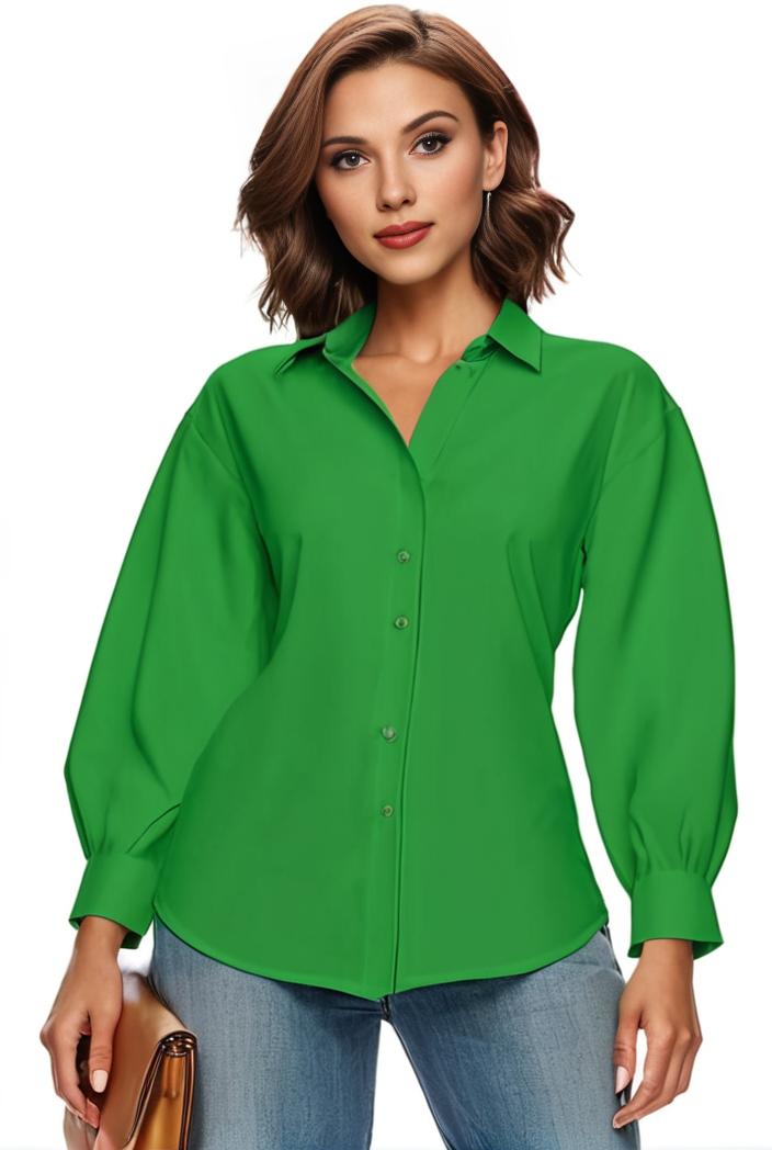 plus size casual blouse women s plus solid button up lantern sleeve turn down collar nipped waist blouse 128919