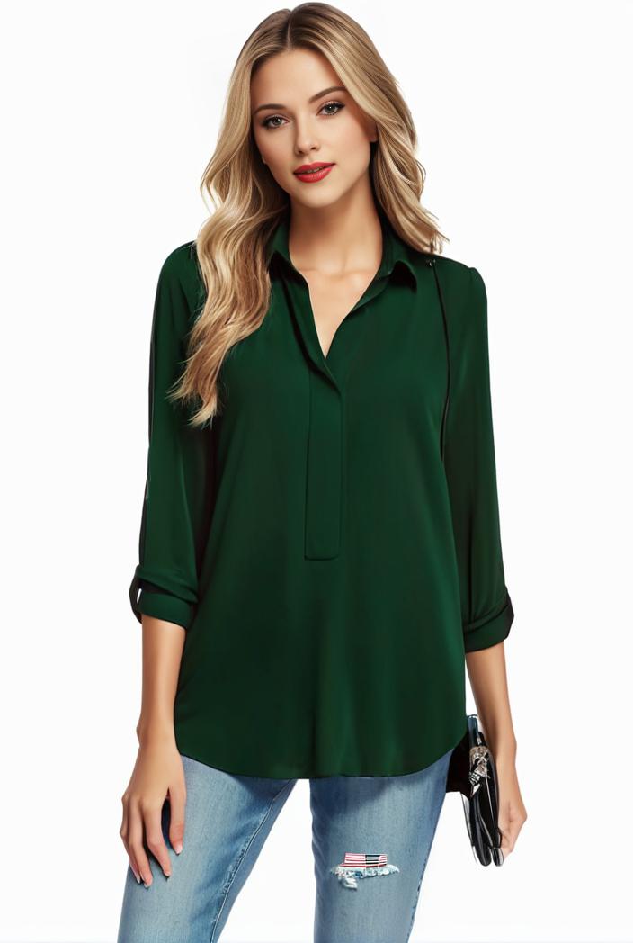 plus size casual blouse women s plus solid half sleeve turn down collar tunic top 128944