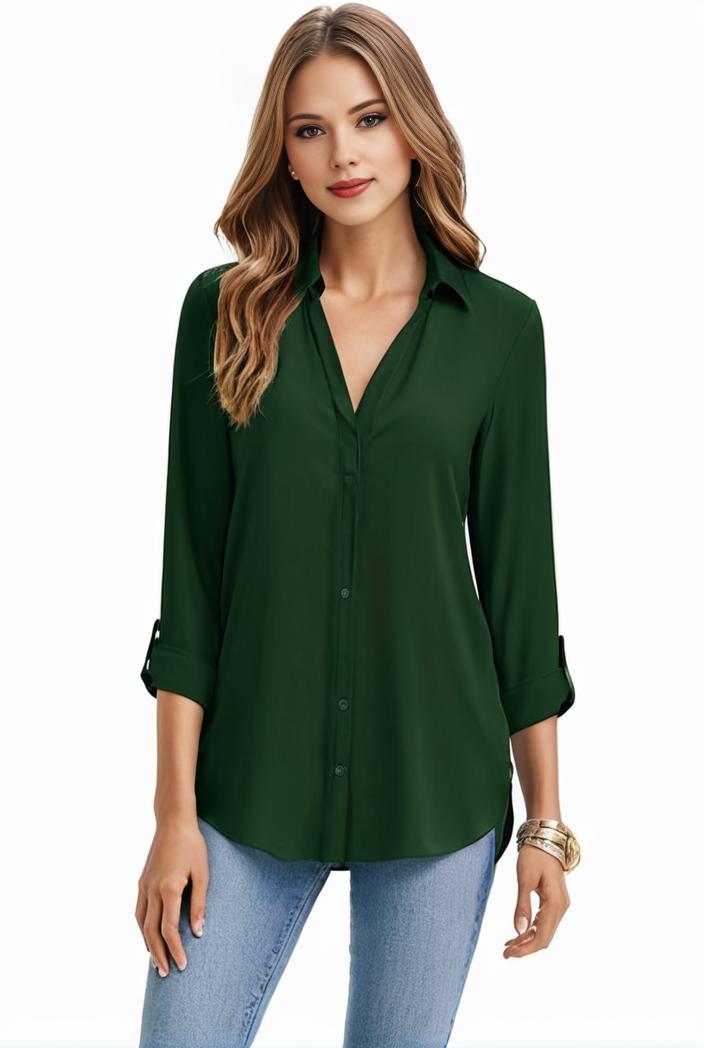 plus size casual blouse women s plus solid half sleeve turn down collar tunic top 128945