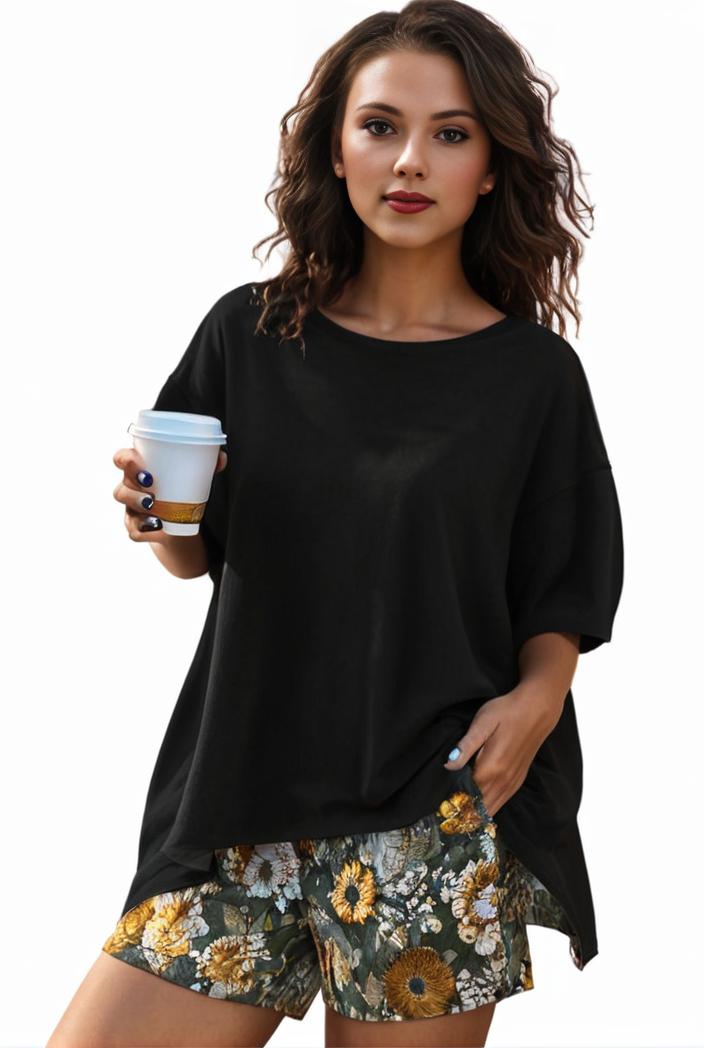 plus size casual pajama two piece set women s plus leopard heart print short sleeve tee shorts pajama 2 piece set 129150