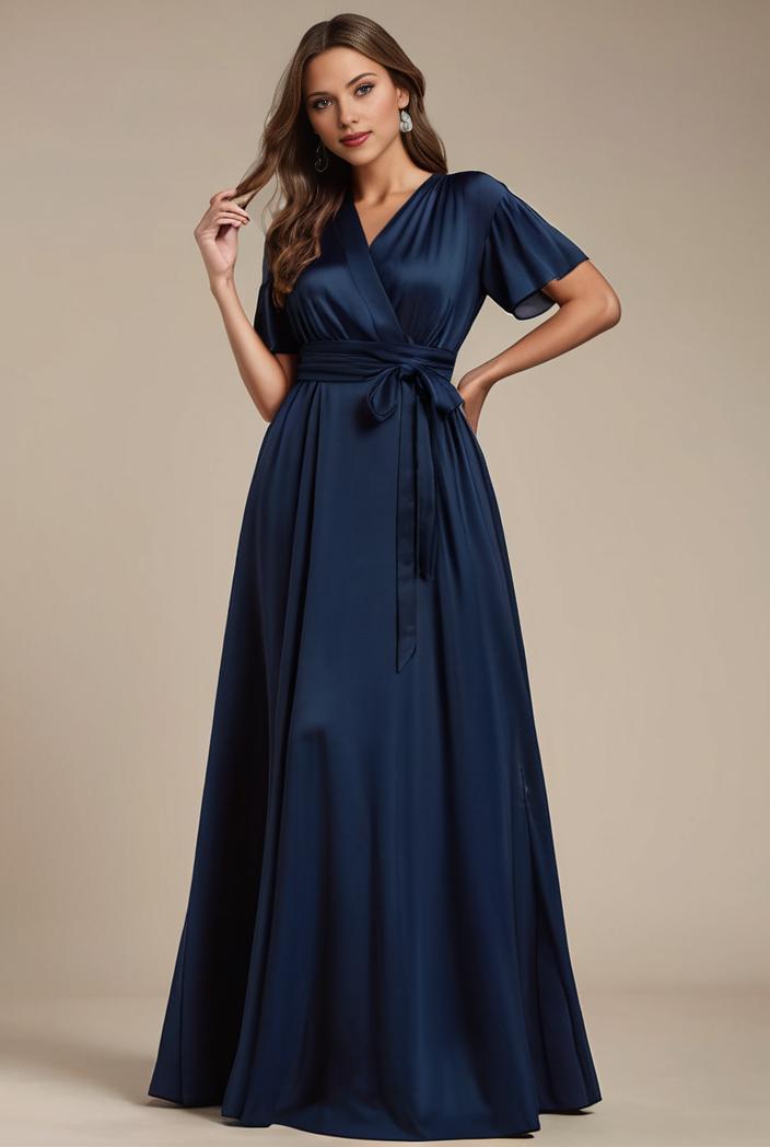 plus size simple chiffon pleated a line round neckline bridesmaid dress 133674
