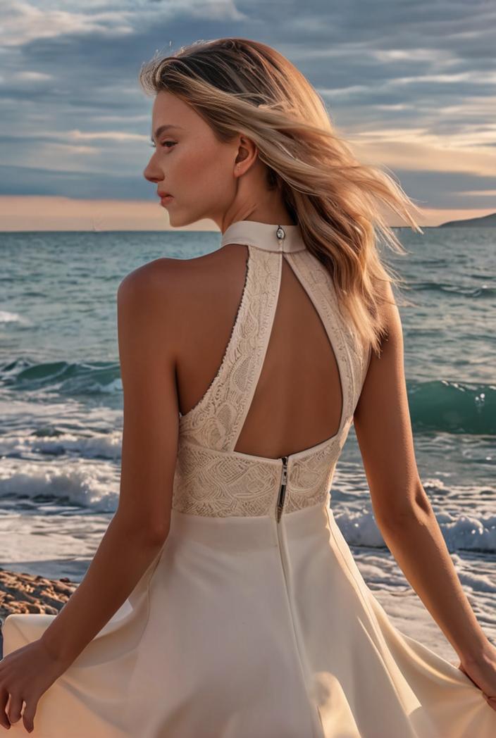 short lace halter neck backless chiffon homecoming dress 138998