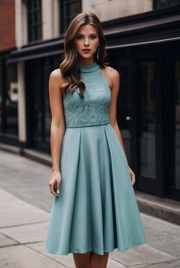 short lace halter neck backless chiffon homecoming dress 139025