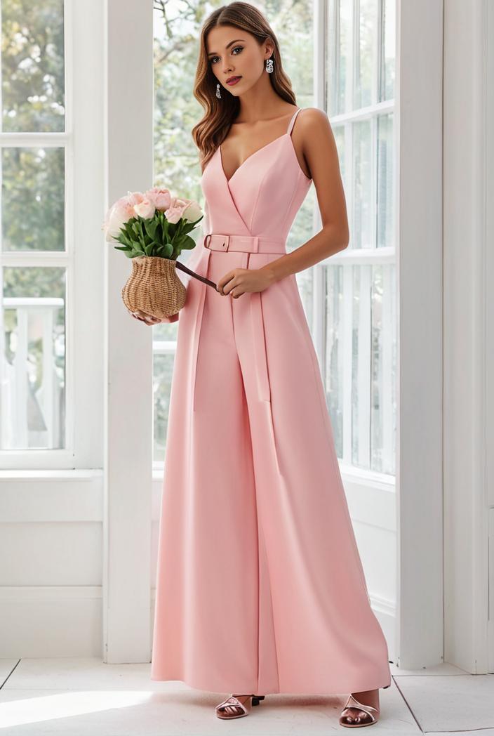 flowy chiffon one shoulder with three straps bridesmaid dress 116454