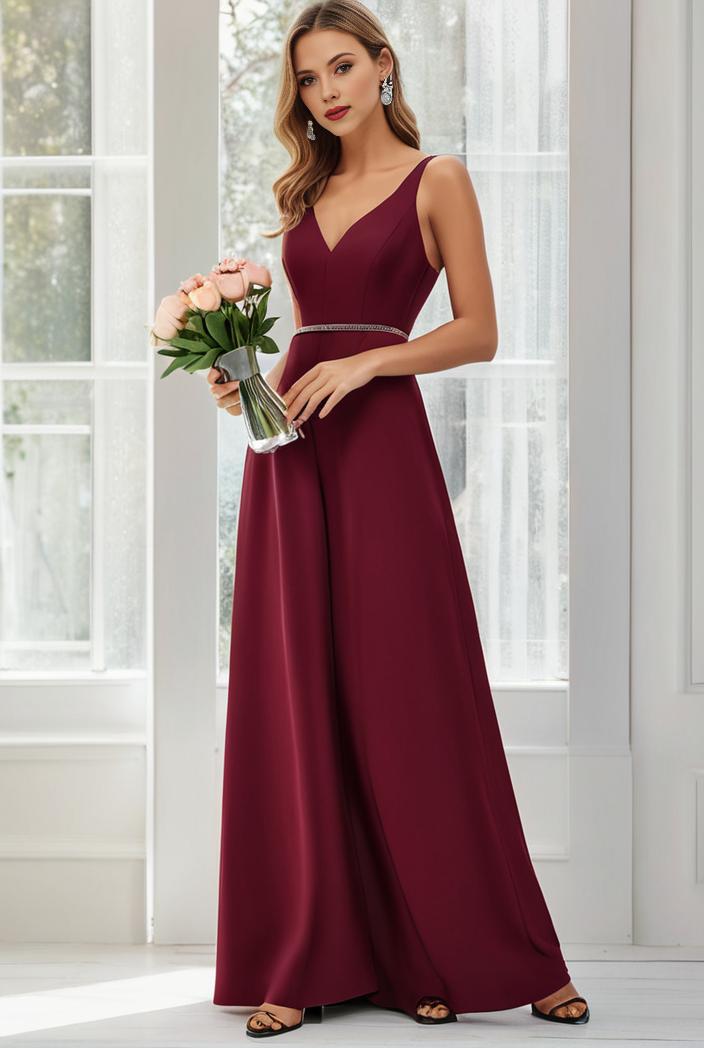 flowy chiffon one shoulder with three straps bridesmaid dress 116470