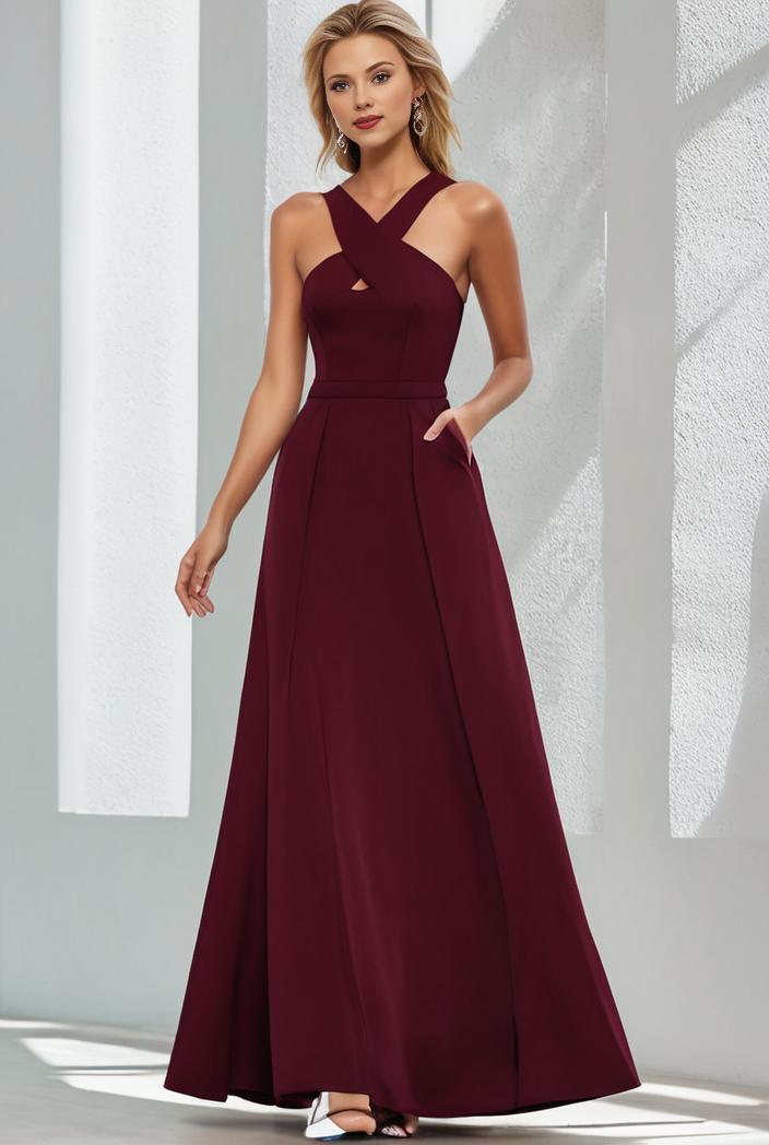 flowy chiffon one shoulder with three straps bridesmaid dress 116476