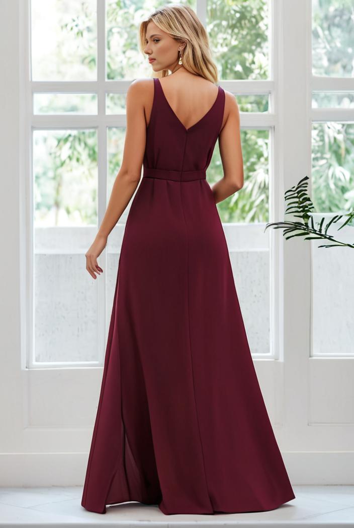 flowy chiffon one shoulder with three straps bridesmaid dress 116482