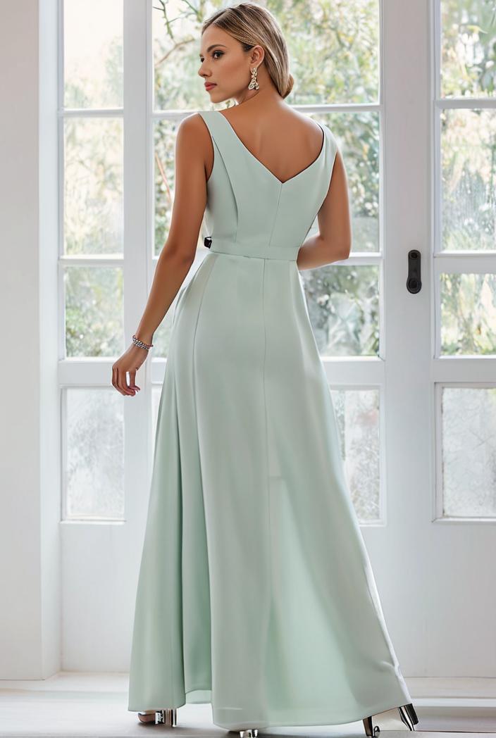 flowy chiffon one shoulder with three straps bridesmaid dress 116486