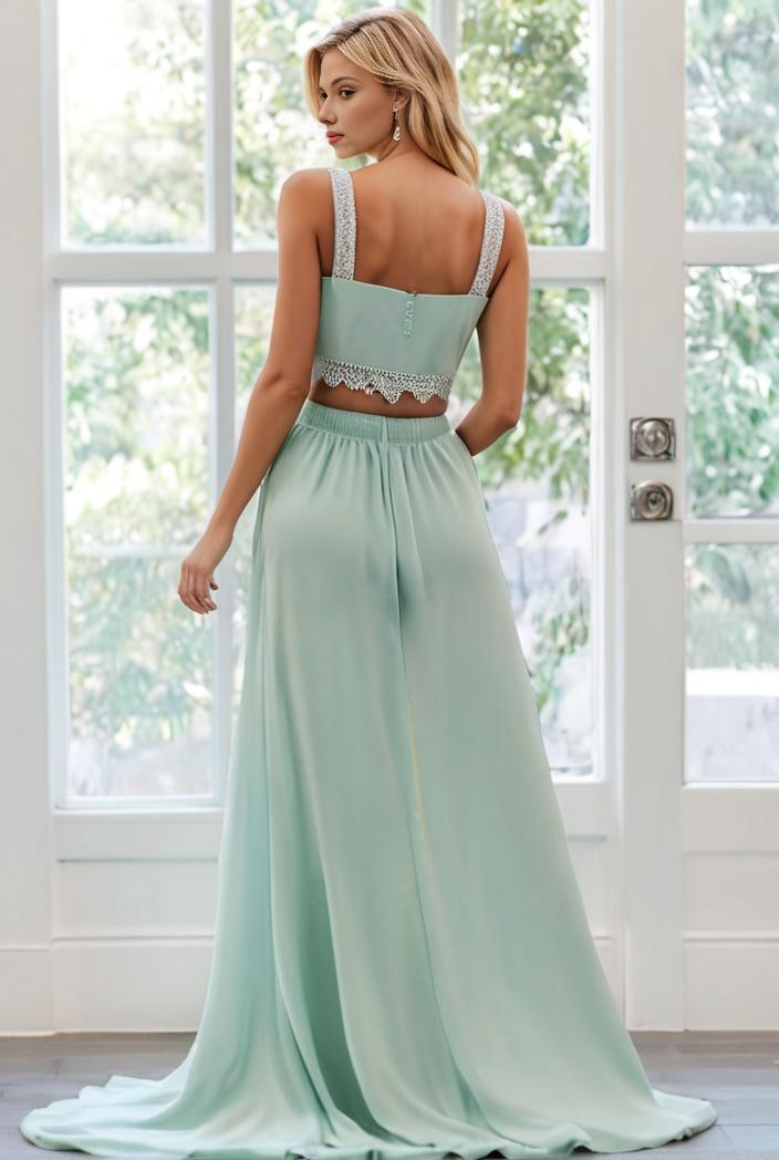 flowy chiffon one shoulder with three straps bridesmaid dress 116490