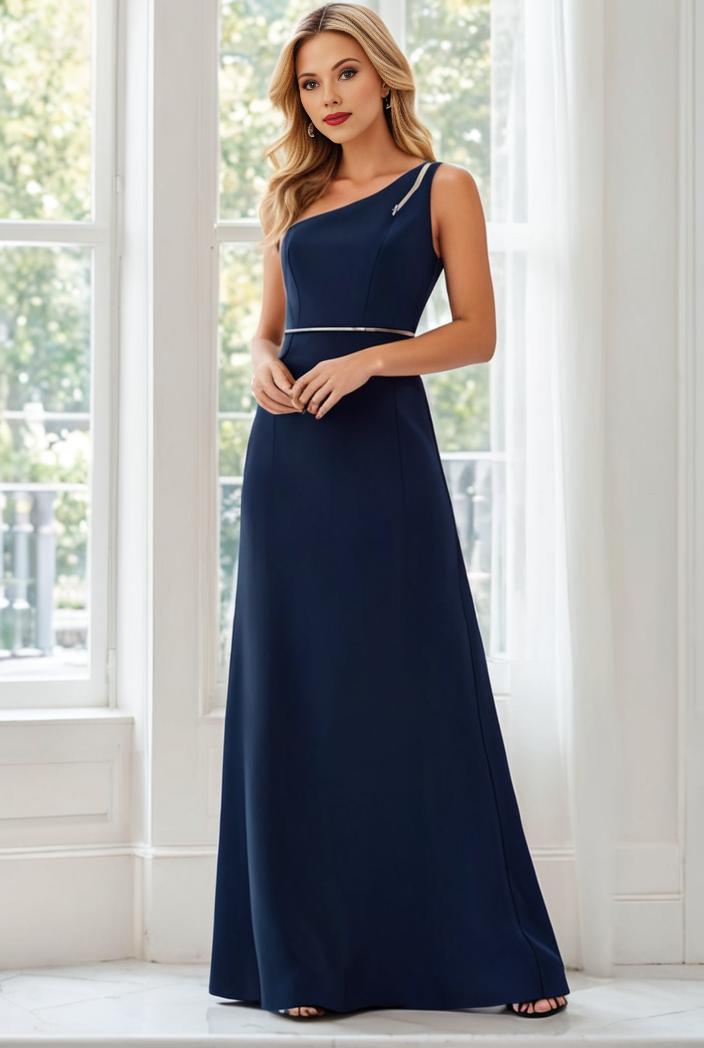 flowy chiffon one shoulder with three straps bridesmaid dress 116498