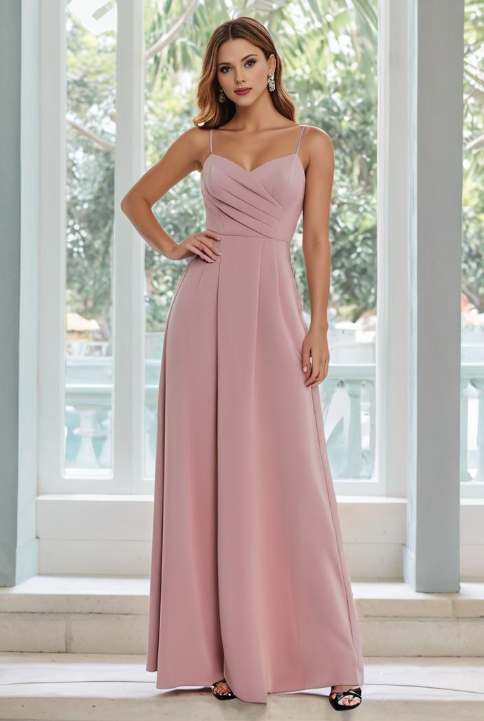 flowy chiffon one shoulder with three straps bridesmaid dress 116504