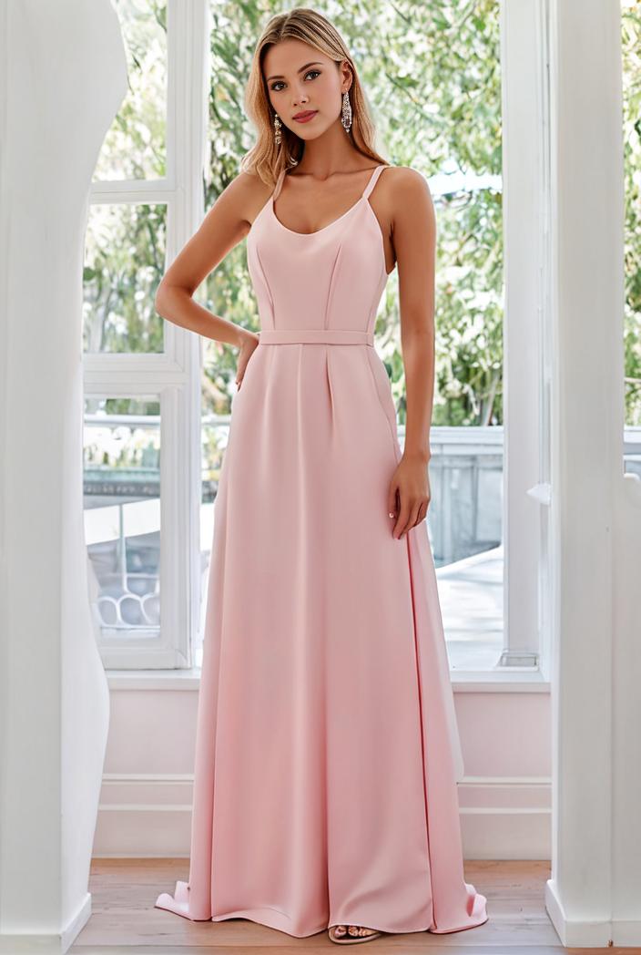 flowy chiffon one shoulder with three straps bridesmaid dress 116505