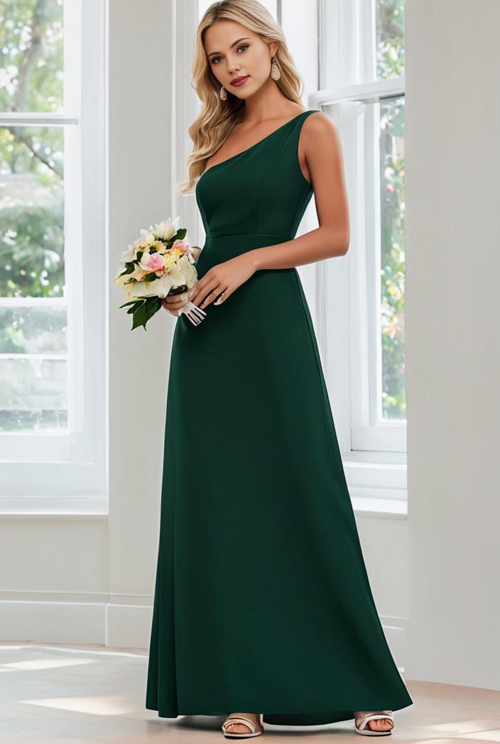 flowy chiffon one shoulder with three straps bridesmaid dress 116508