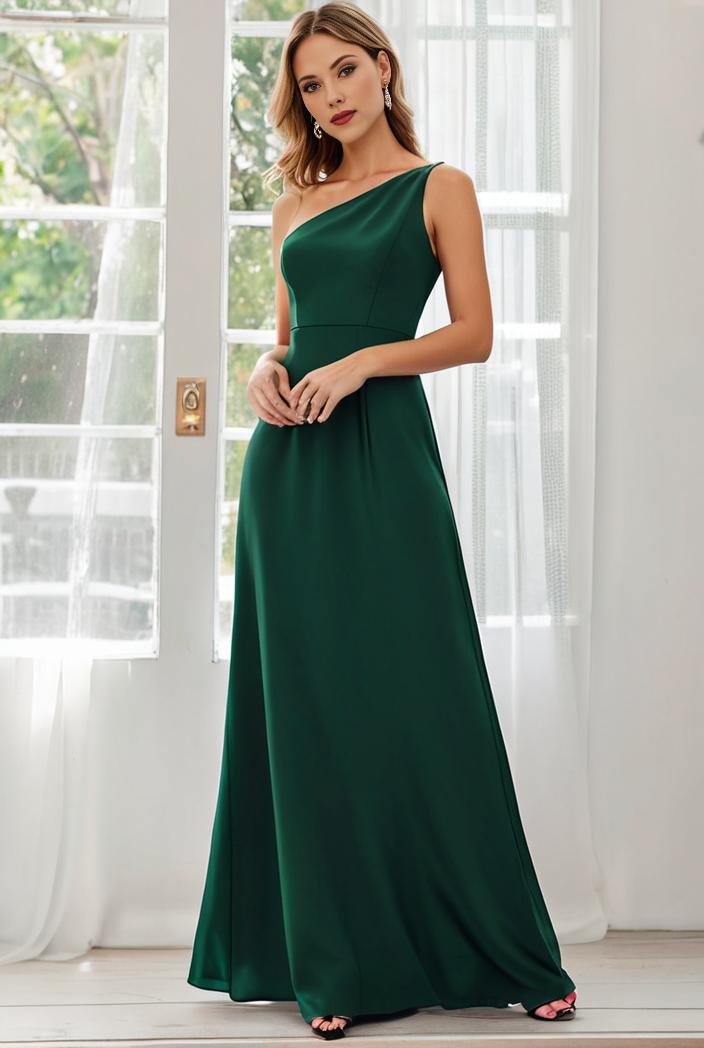 flowy chiffon one shoulder with three straps bridesmaid dress 116513