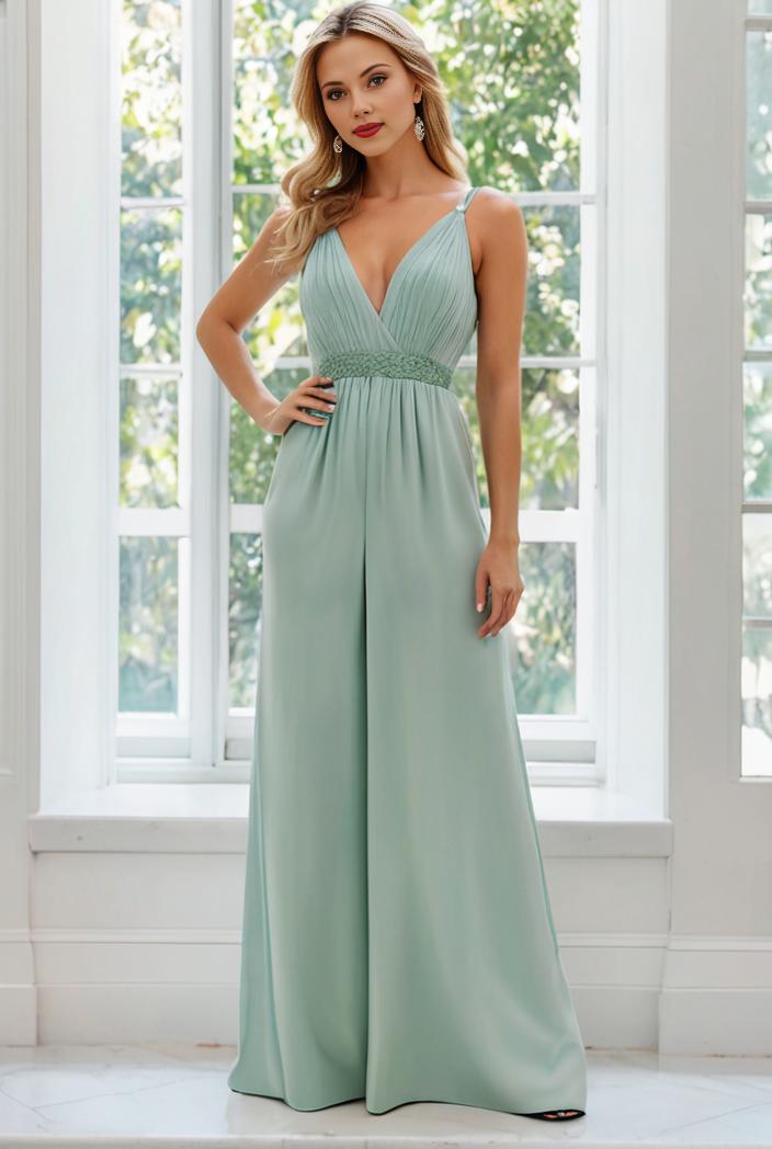 flowy chiffon one shoulder with three straps bridesmaid dress 116522