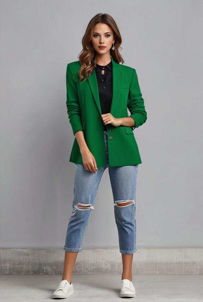 office work lapel stylish button front blazer 121377