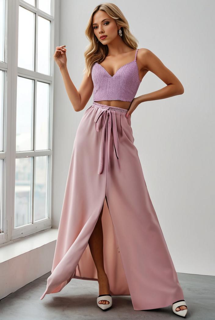 pleated v neck spaghetti strap high slit bridesmaid dress 122534