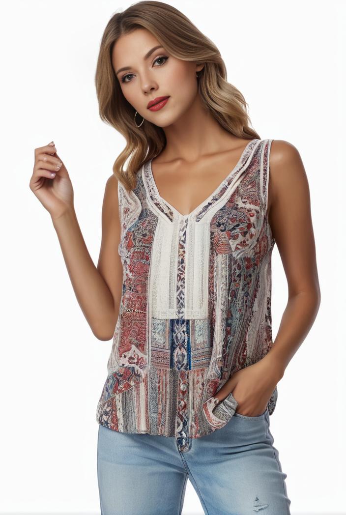 plus size boho tank top women s plus paisley print square neck medium stretch ruched tank top 122759