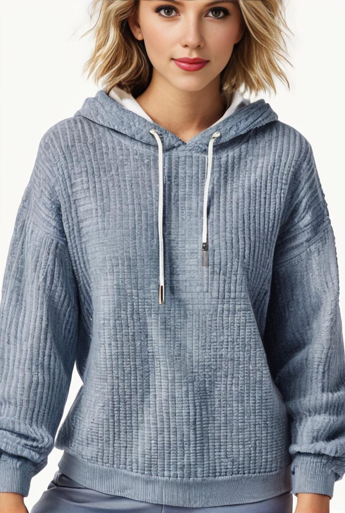 plus size casual sweatshirt women s plus solid waffle long sleeve drawstring hooded pullover sweatshirt with kangaroo pockets casual tops for fall winter women s clothing 123286