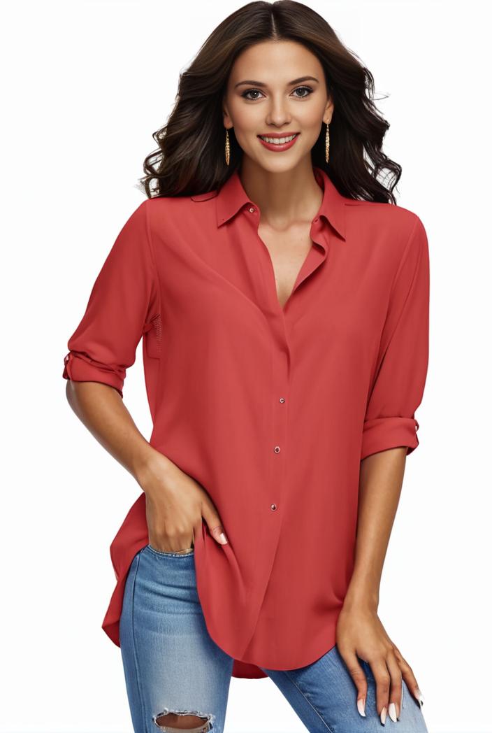 plus size formal shirt women s plus plain long sleeve turn down collar button up workwear shirt 125169