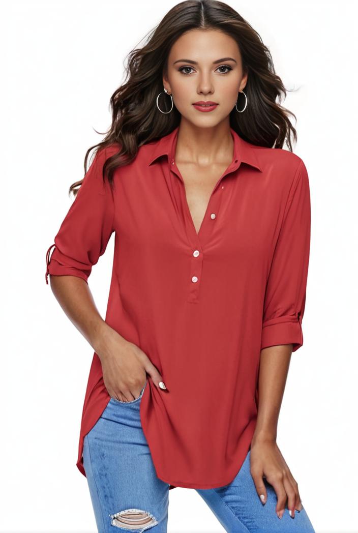 plus size formal shirt women s plus plain long sleeve turn down collar button up workwear shirt 125174