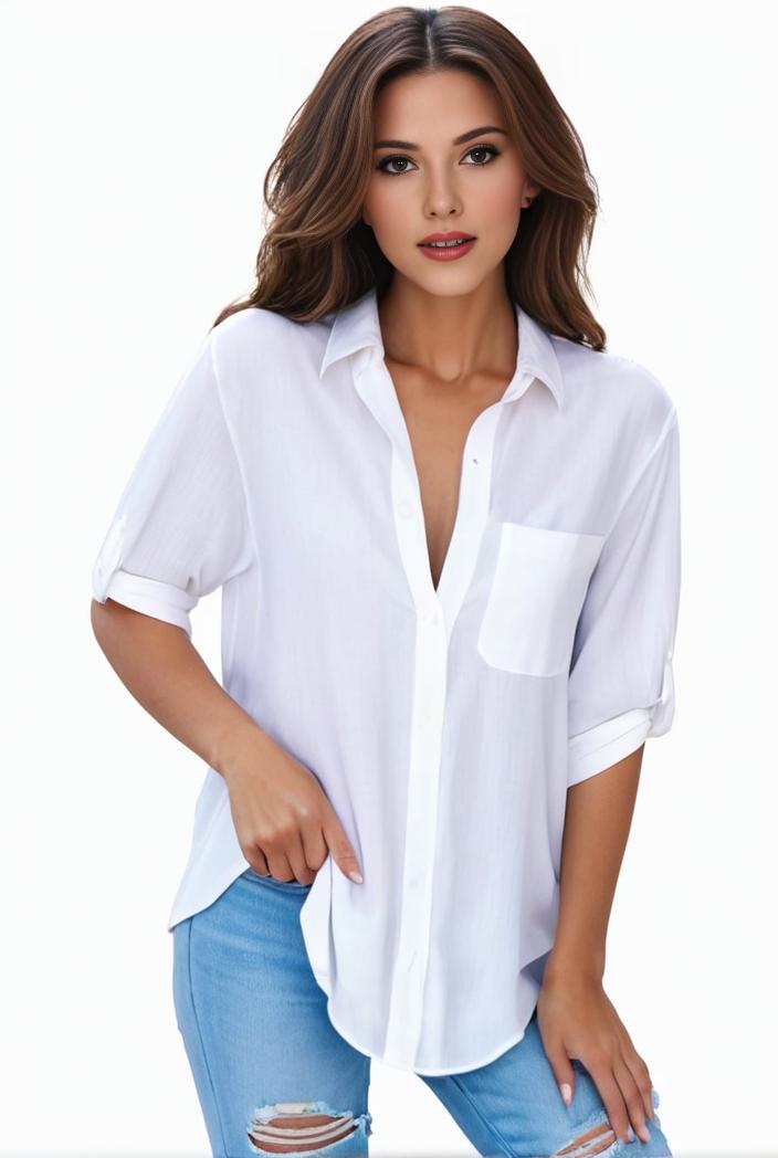 plus size formal shirt women s plus plain long sleeve turn down collar button up workwear shirt 125173