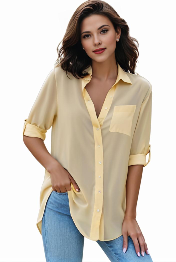 plus size formal shirt women s plus plain long sleeve turn down collar button up workwear shirt 125187