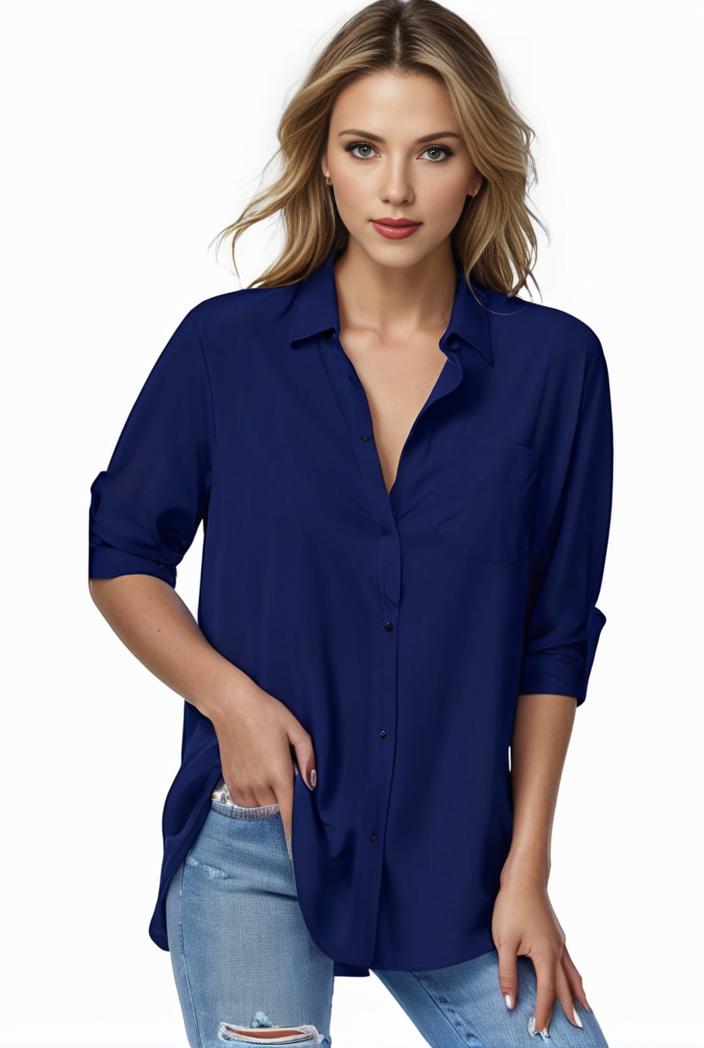 plus size formal shirt women s plus plain long sleeve turn down collar button up workwear shirt 125191