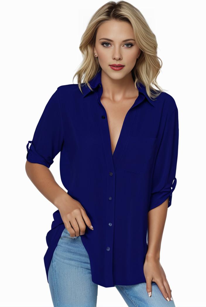 plus size formal shirt women s plus plain long sleeve turn down collar button up workwear shirt 125195